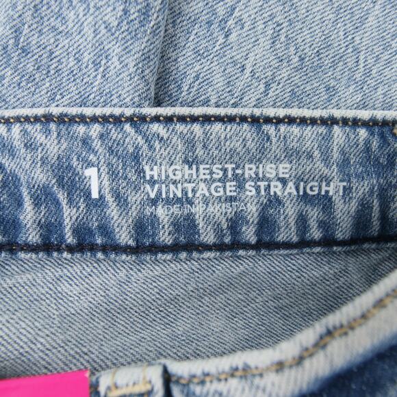 Arizona Jeans Denim Light Wash High Rise Slim Fit Distressed Frayed Hem 1 NWT - Picture 8 of 11